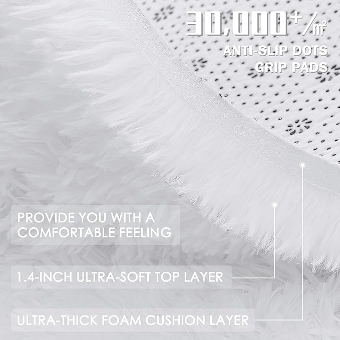 OLANLY 3x4 Machine Washable Accent Rug, Soft Fluffy Shaggy Area Rug - Image 6