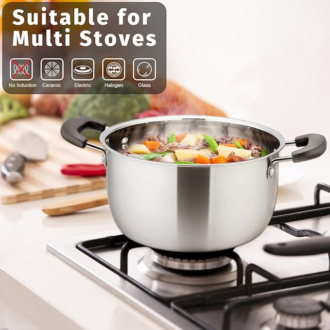 P&P CHEF 6 Qt Stockpot with Lid, Stainless Steel Cooking Stock Pot - Image 4