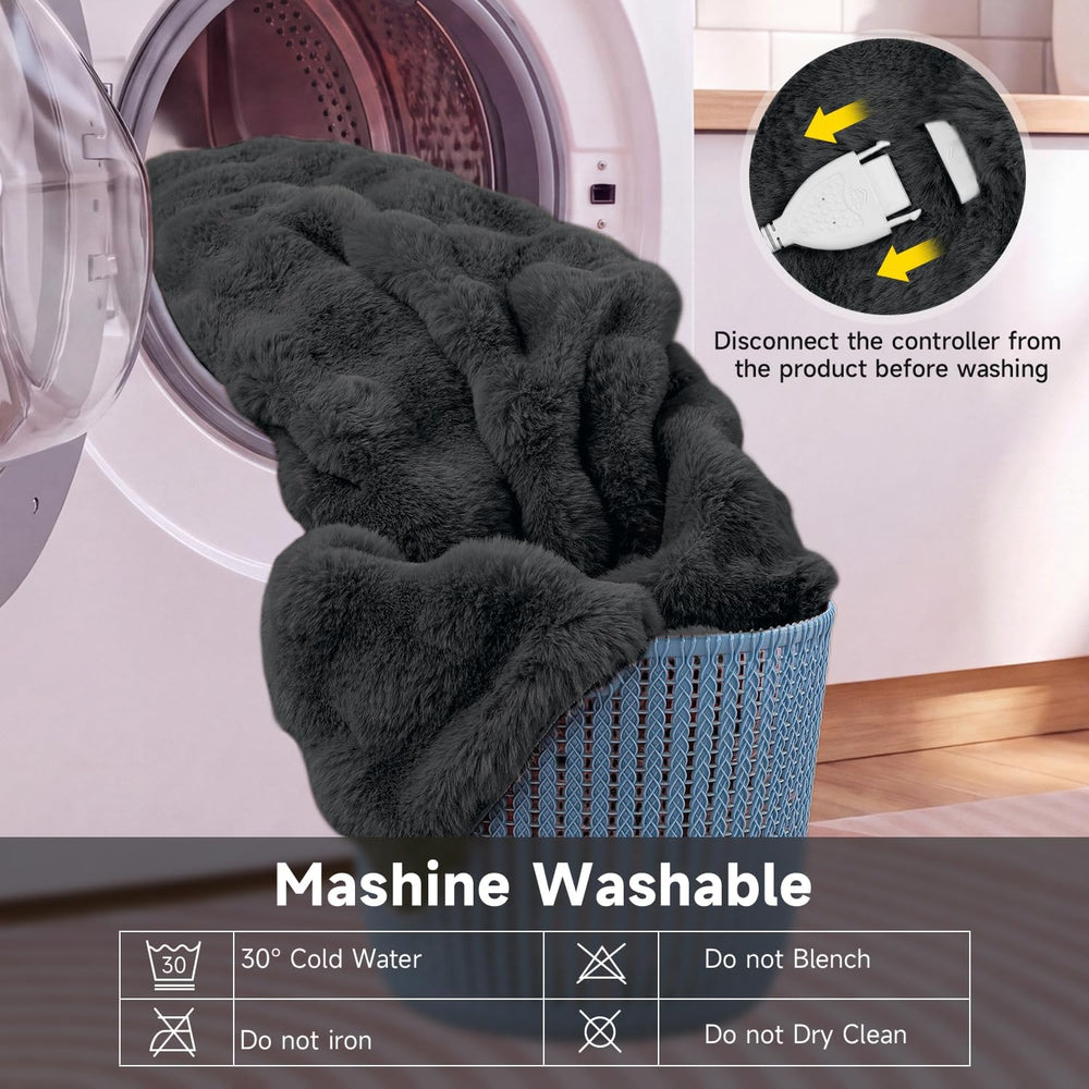 Heated Blanket Electric Twin Size - 62"x84" Soft Bubble Electric Bl...