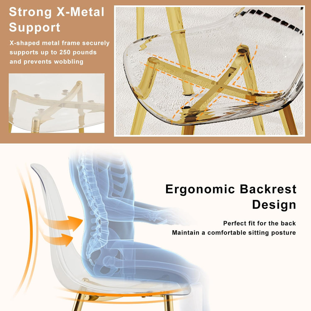 Ebullient Glass Dining Table Set for 4, 51" Clear Tempered Glass Tableto...