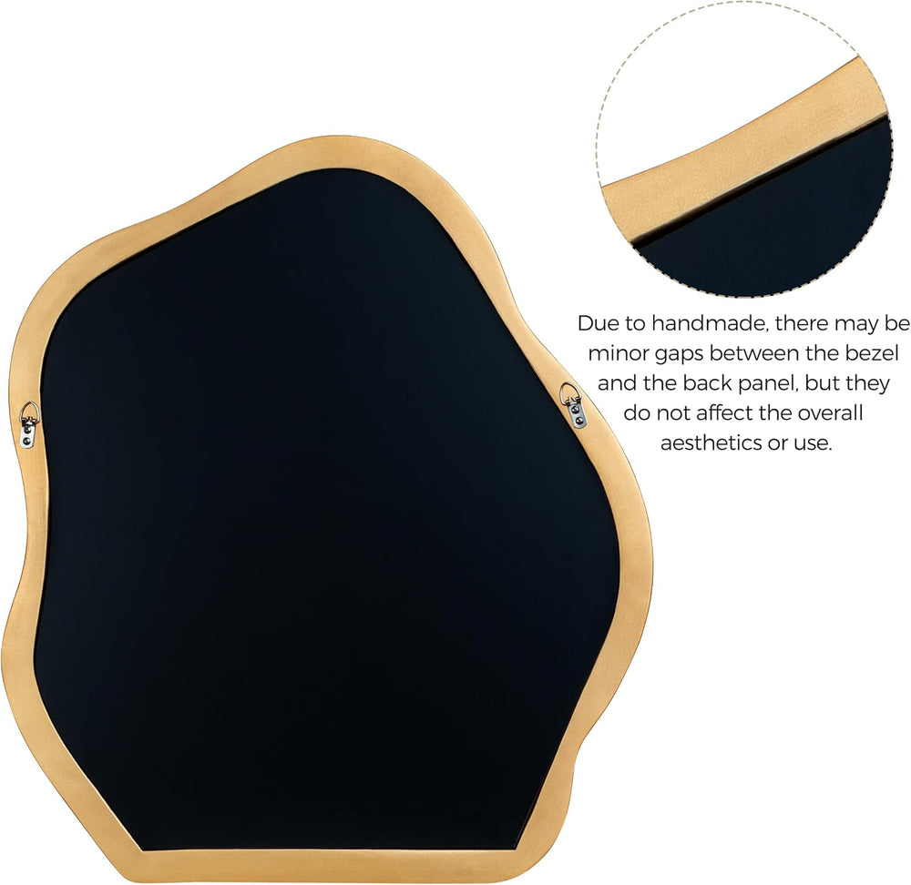 SHYFOY Antique Gold Wall Mirror, Asymmetrical Mirror for Wall Decor