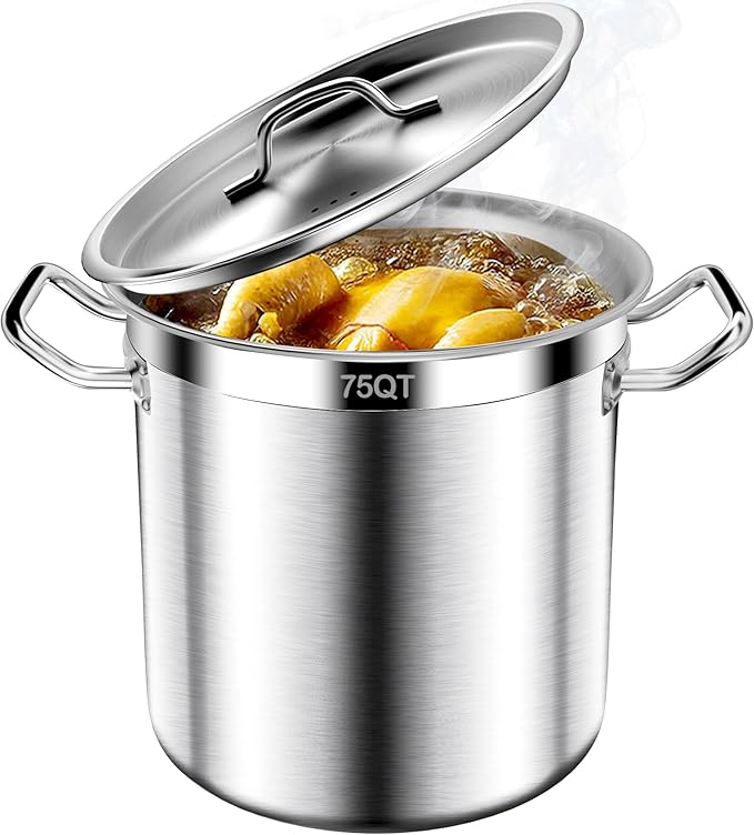 Large Stock Pot -75QT Stainless Steel Stockpot by AUFETQ