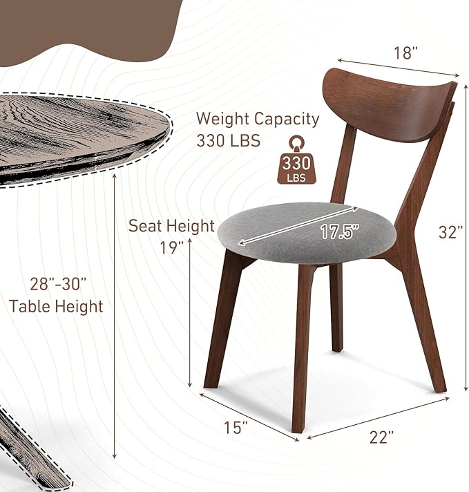 NAFORT Dining Chairs Set of 2, Modern Fabric Upholstered Dining Room Chairs, ...