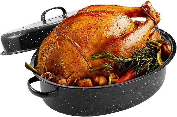 JY COOKMENT 19" Enameled Oval Roasting Pan - Image 2