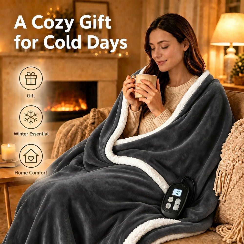 Electric Heated Blanket Full Size 72" x 84", Soft Flannel Heating B...