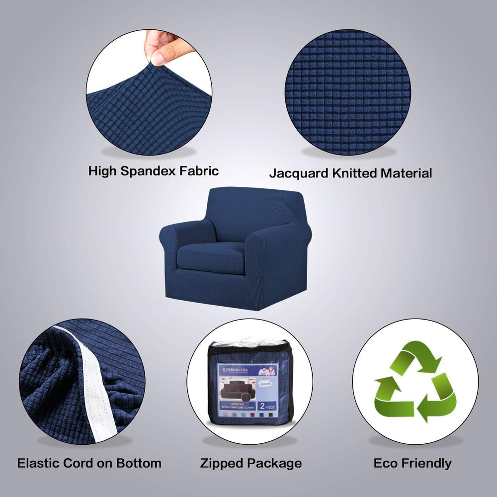 H.VERSAILTEX High Stretch 2-Piece Armchair Cover/Sofa Chair Covers/Slipcover ...