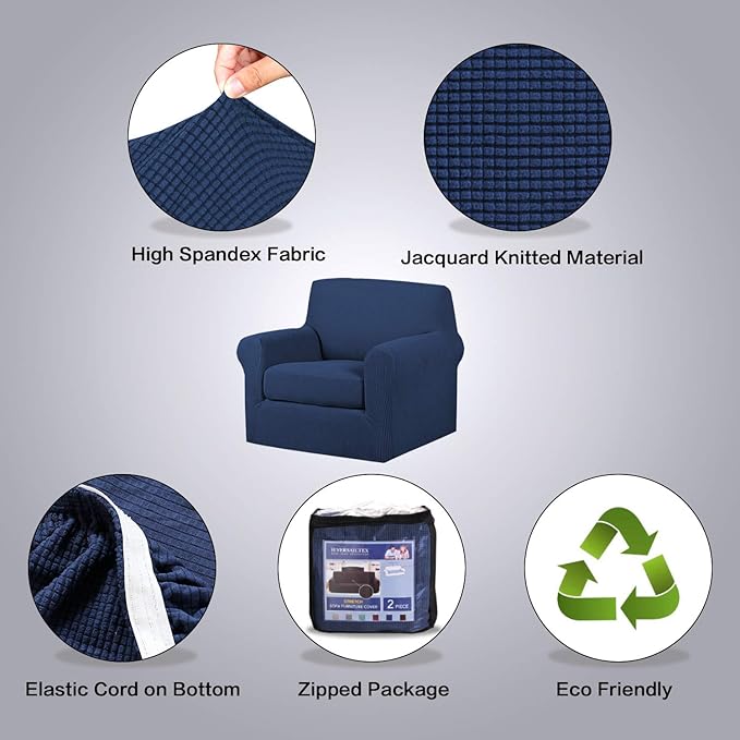 H.VERSAILTEX High Stretch 2-Piece Armchair Cover/Sofa Chair Covers/Slipcover - Image 4