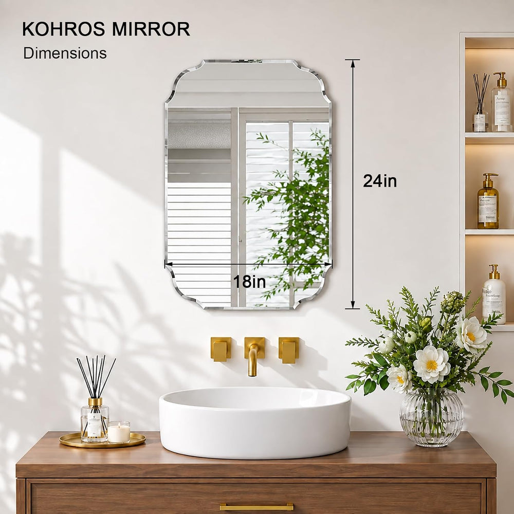 18''x24'' Wall Mirror Frameless Bathroom Mirrors Tempered Gla...