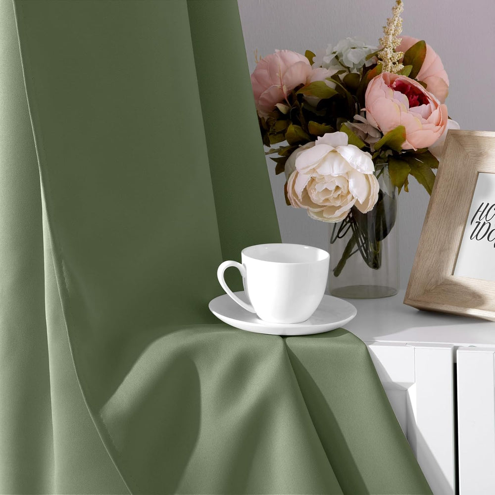 HOMEIDEAS Sage Green Blackout Curtains for Bedroom 52 X 84 Inch Length 2 Pane...
