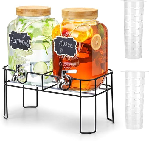 2 Pack 1 Gallon Glass Drink Dispenser by MIWUYI
