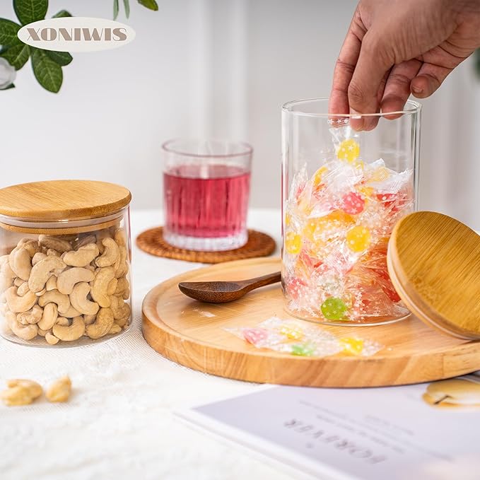32oz 6PCS Round Airtight Glass Food Storage Jars, Stackable Spice Jar, Kitchen - Image 8