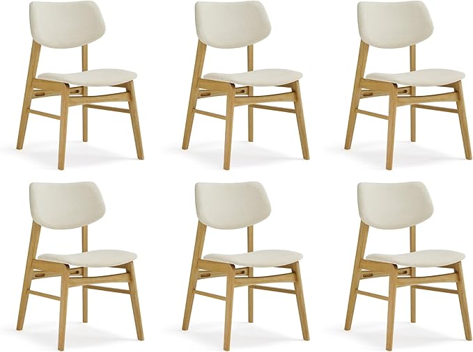 Wooden Dining Chairs Set of 6, Upholstered Modern Dining Room Chairs, Solid O...