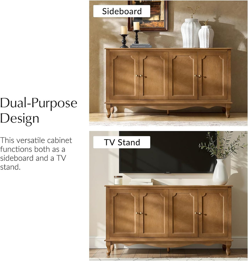 HULALA HOME 58" Farmhouse Sideboard Buffet Cabinet (Acorn)