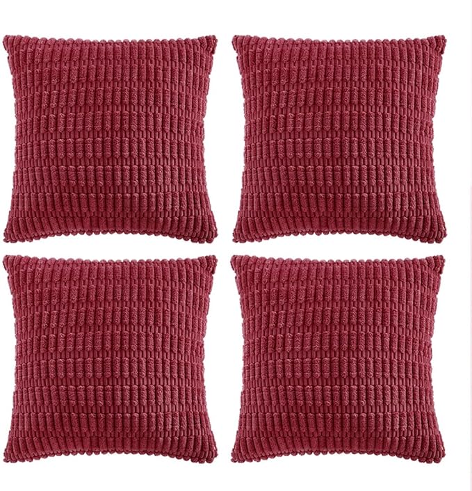 Fancy Homi 4 Packs Burgundy Decorative Throw Pillow Covers 18x18 Inch by Fancy+Homi
