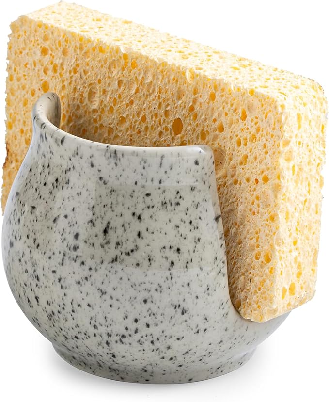 Zoeeker Sponge Holder for Kitchen Sink, Ceramic Dish Sponge Dish Rack Scrubby by LAUCHUH