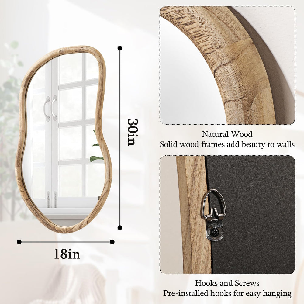 Irregular Wall Mirror Wood Asymmetrical Mirror Large Bathroom Vanity Mirrors ...