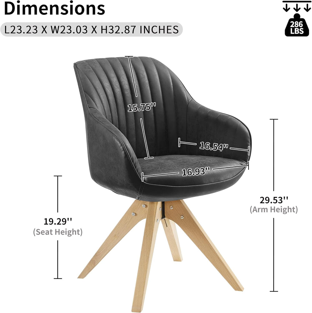 Art Leon Swivel Dining Chair, Faux Leather Upholstered Chair, Black