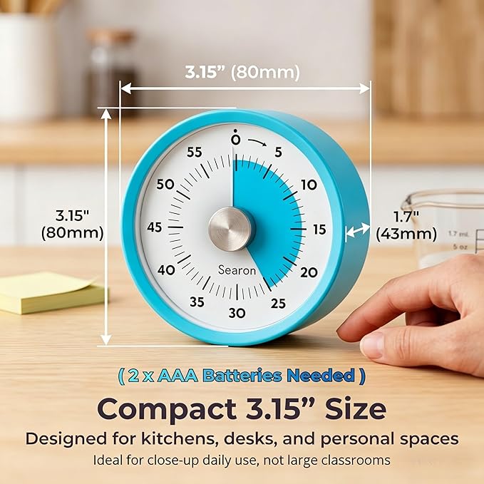 Searon Magnetic Visual Kitchen Timer, 60 Minute Countdown Timer - Image 6