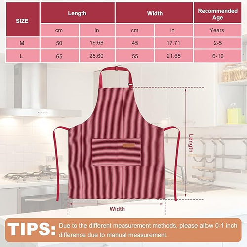 2 Pack Stripes Kids Apron, Kids Cooking Aprons - Image 2
