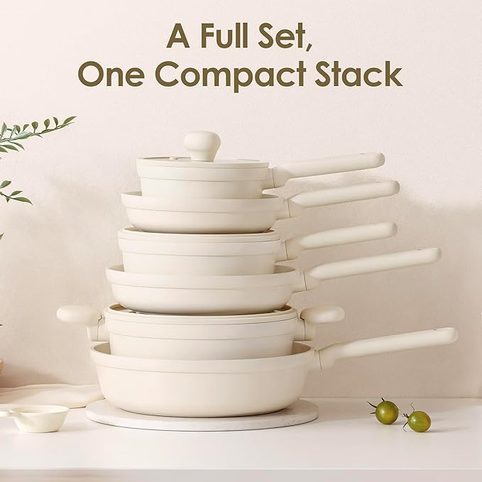 SENSARTE Ceramic Nonstick Pots and Pans Set 17pcs, Healthy Induction Cookware