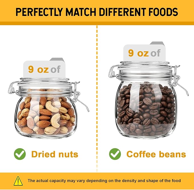 Glass Storage Jars with Airtight Lids Set of 6, Flour Sugar Coffee Beans Cereal - Image 3