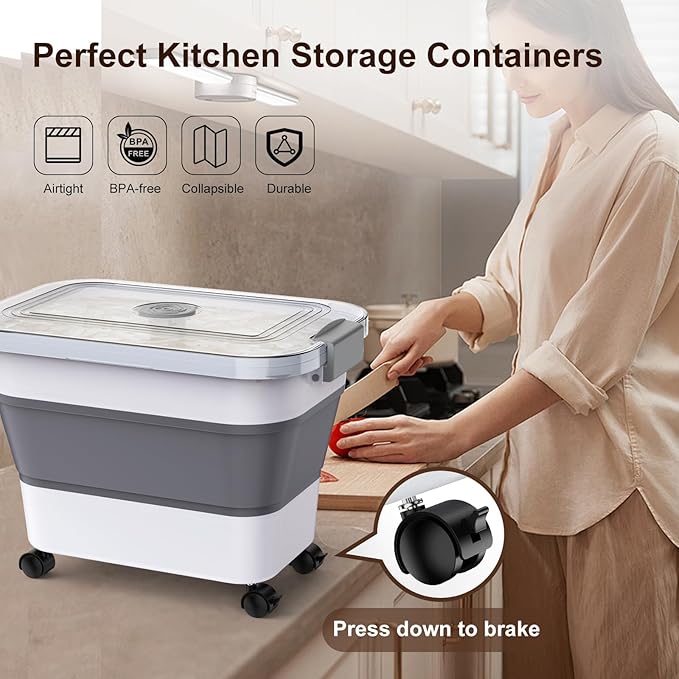 Rice Storage Container, Collapsible Airtight Food Storage Containers 20-30lbs - Image 6