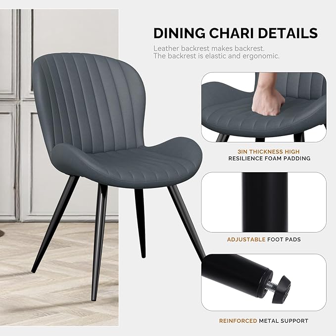 Nalupatio Dining Chairs Set of 2, Modern Dining Room Chairs Comfy Backrest Th...