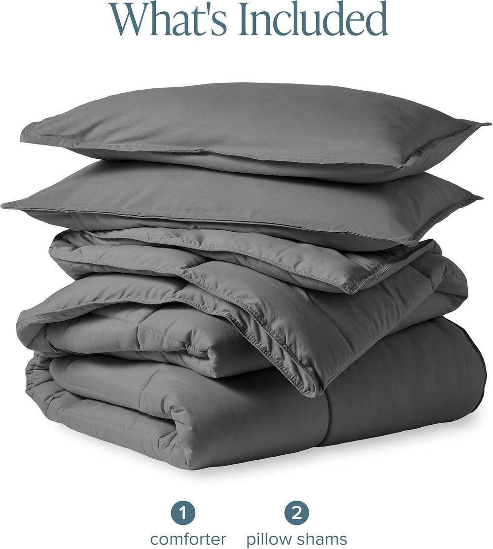 Bare Home Queen Comforter Set - 1800 Ultra Soft (Queen, Grey)