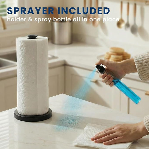 2 in 1 Paper Towel Holder with Spray Bottle, Countertop Paper Towel Holder with - Image 2
