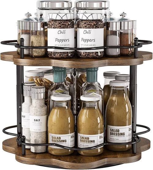 2 Tier Lazy Susan Organizer, 2-Tier Spinning Spice Rack by LIAISIMI