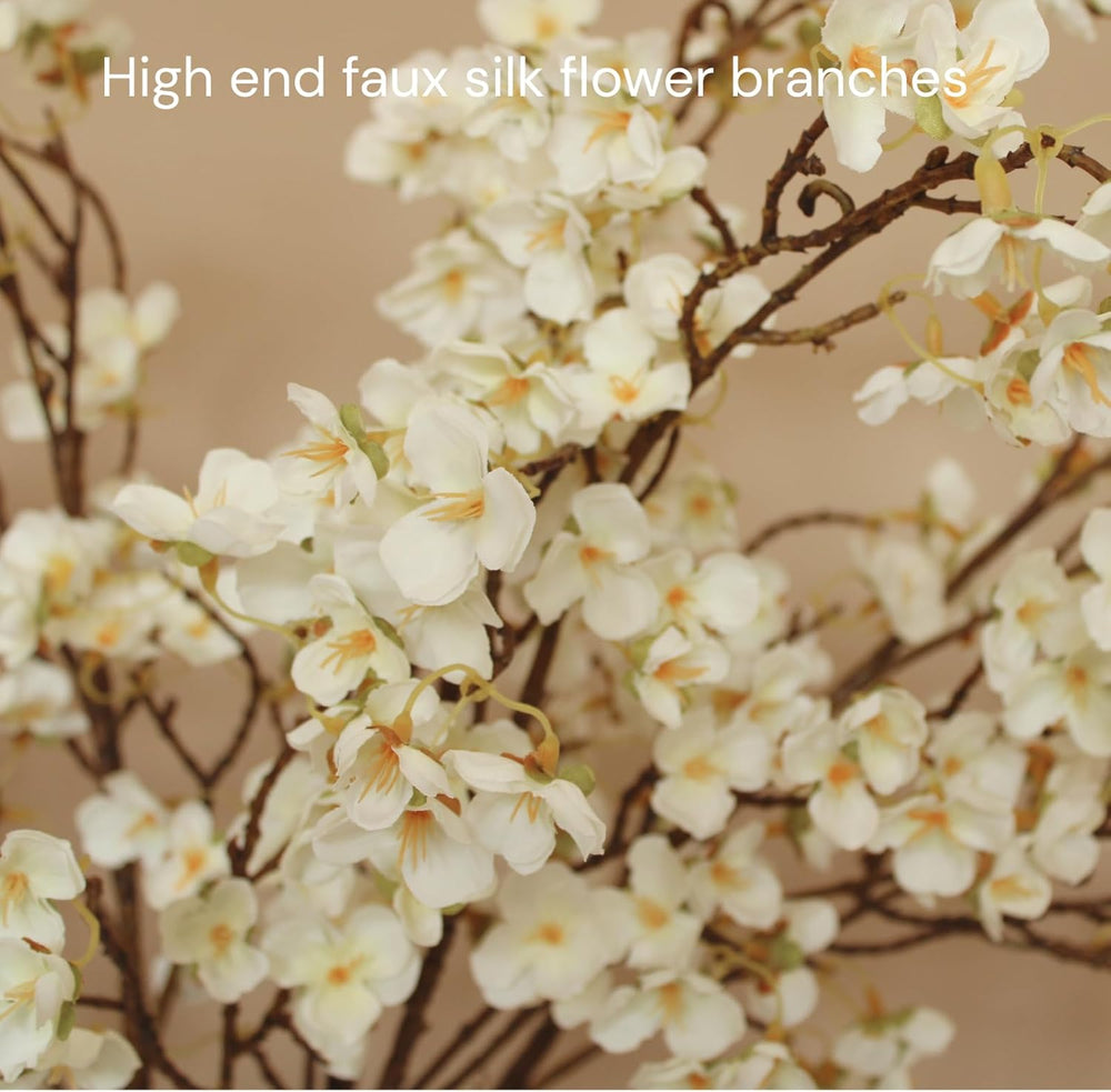 White Cherry Blossom Branches – 6 Pcs 33.5" Long Stem Artificial Flowers
