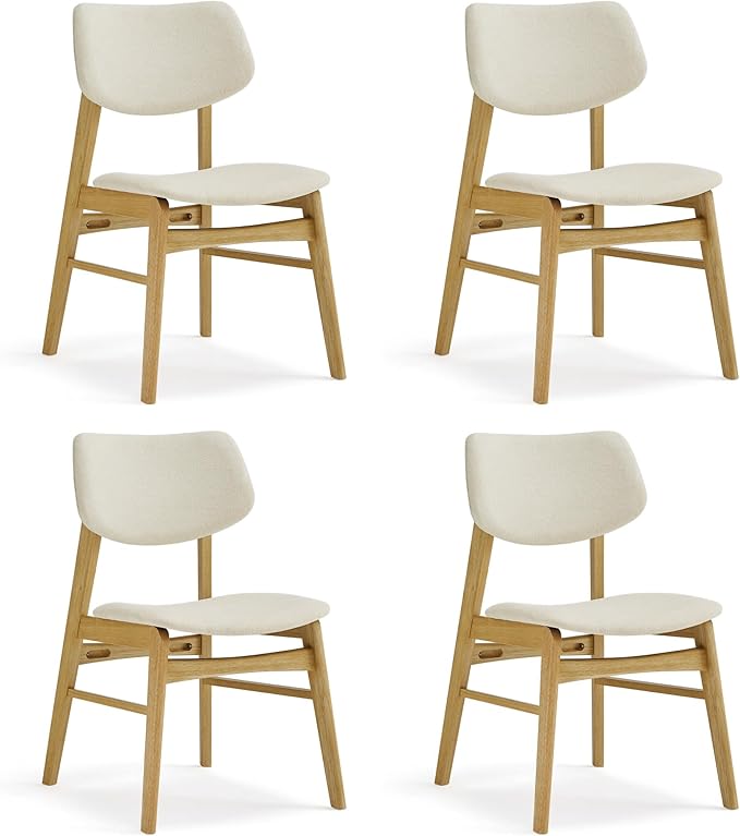 Wooden Dining Chairs Set of 4, Upholstered Modern Dining Room Chairs, Solid O...