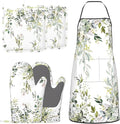 Sage Green Eucalyptus Oven Mitts Watercolor Butterfly Leaves Pot Holders by Unknown