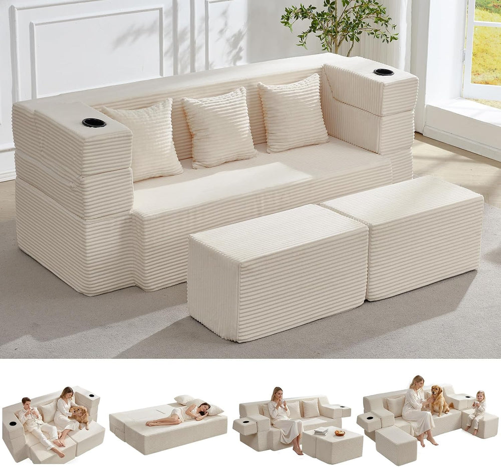 Folding Sofa Bed, 78.7”Full-Length Floor Sleeper Couch, Full Size Folding Sof...