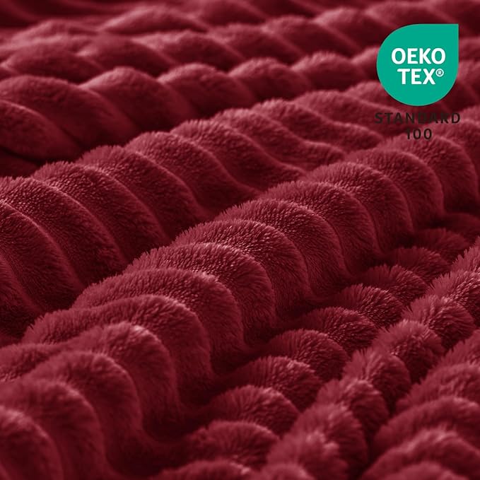 BEDELITE Fleece Blanket Twin Size – 3D Ribbed Jacquard Soft and Warm Decorative - Image 3