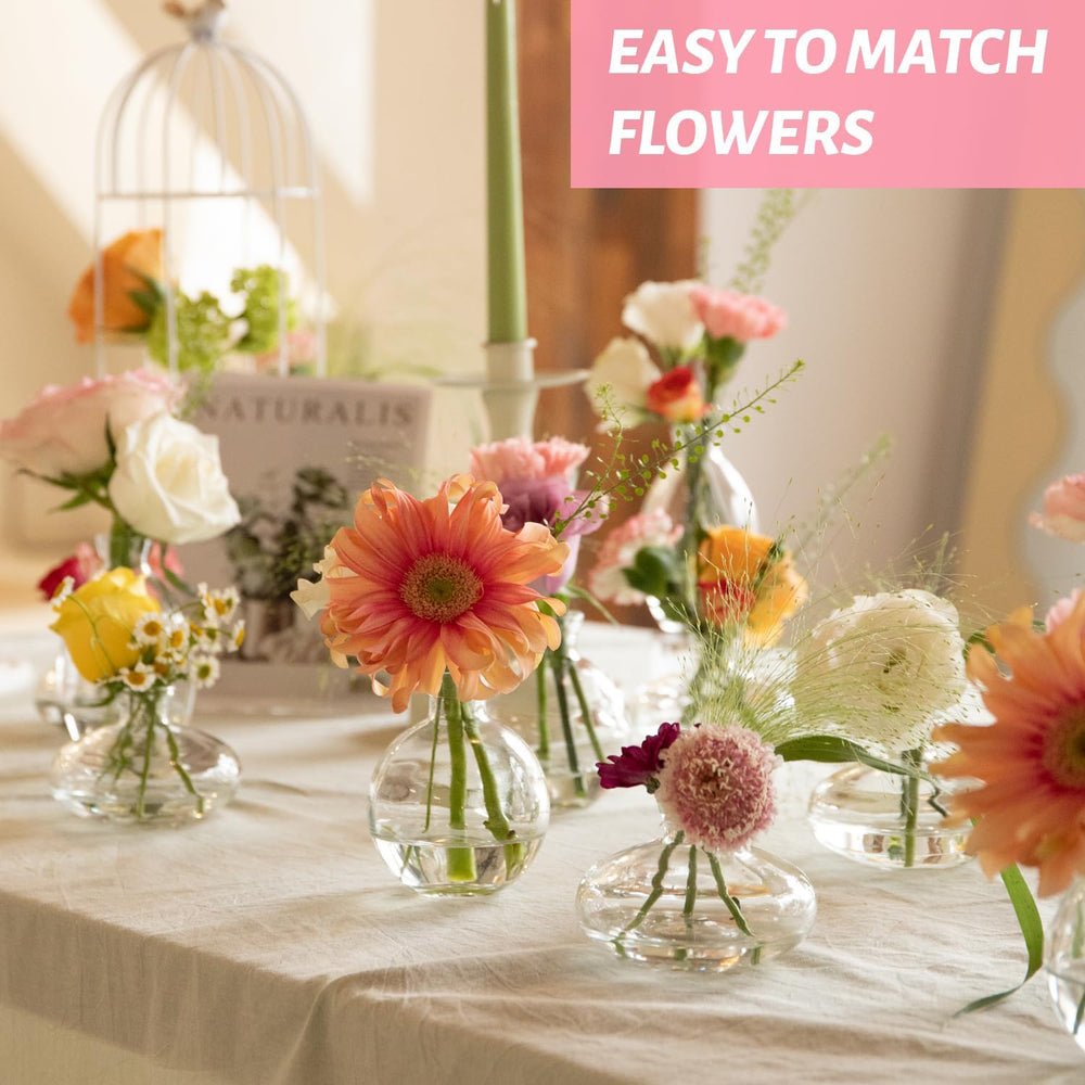 28 Clear Bud Vases in Bulk, Glass Small Bud Vase for Centerpieces