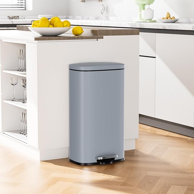 Arlopu 8/13.2 Gallon Step Trash Can, Stainless Steel Garbage Bin, Soft-Close - Image 9