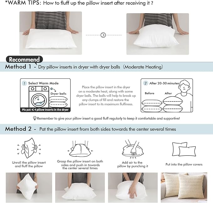 MIULEE Pillow Insert 12x12 Inch, Decorative Square Throw Pillow Inserts - Image 7