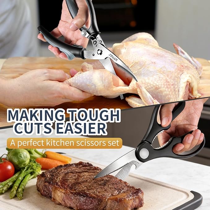 2-Piece Kitchen Scissors Set, Heavy Duty Detachable Food Grade Poultry Shears - Image 2