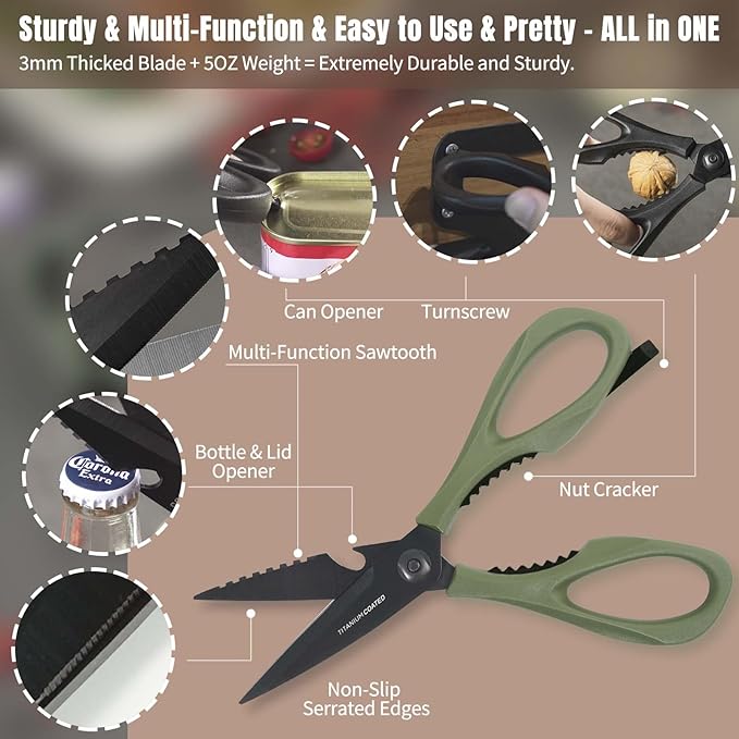 3-pack Kitchen Scissors All Purpose, Heavy Duty Kitchen Shears
