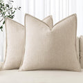 MIULEE Decorative Linen Euro Sham Pillow Covers 26x26 Natural Beige Boho by MIULEE