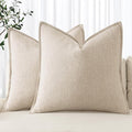 MIULEE Decorative Linen Euro Sham Pillow Covers 24x24 Natural Beige Boho by MIULEE