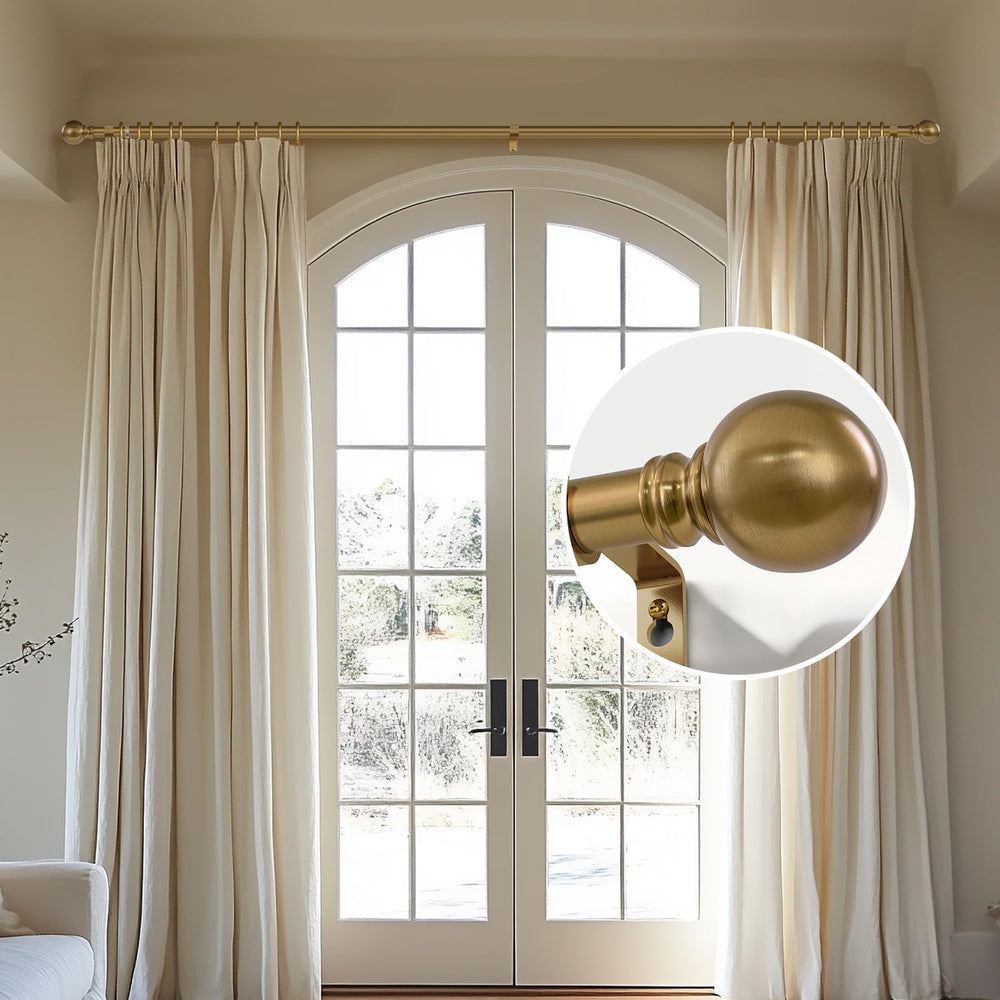 Warm Gold Curtain Rods for Windows 72-144 Inch Brass Heavy Duty