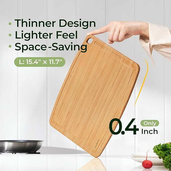 Keechee Dishwasher Safe Bamboo Cutting Boards 15.4x11.7in Heat-Resistant - Image 3