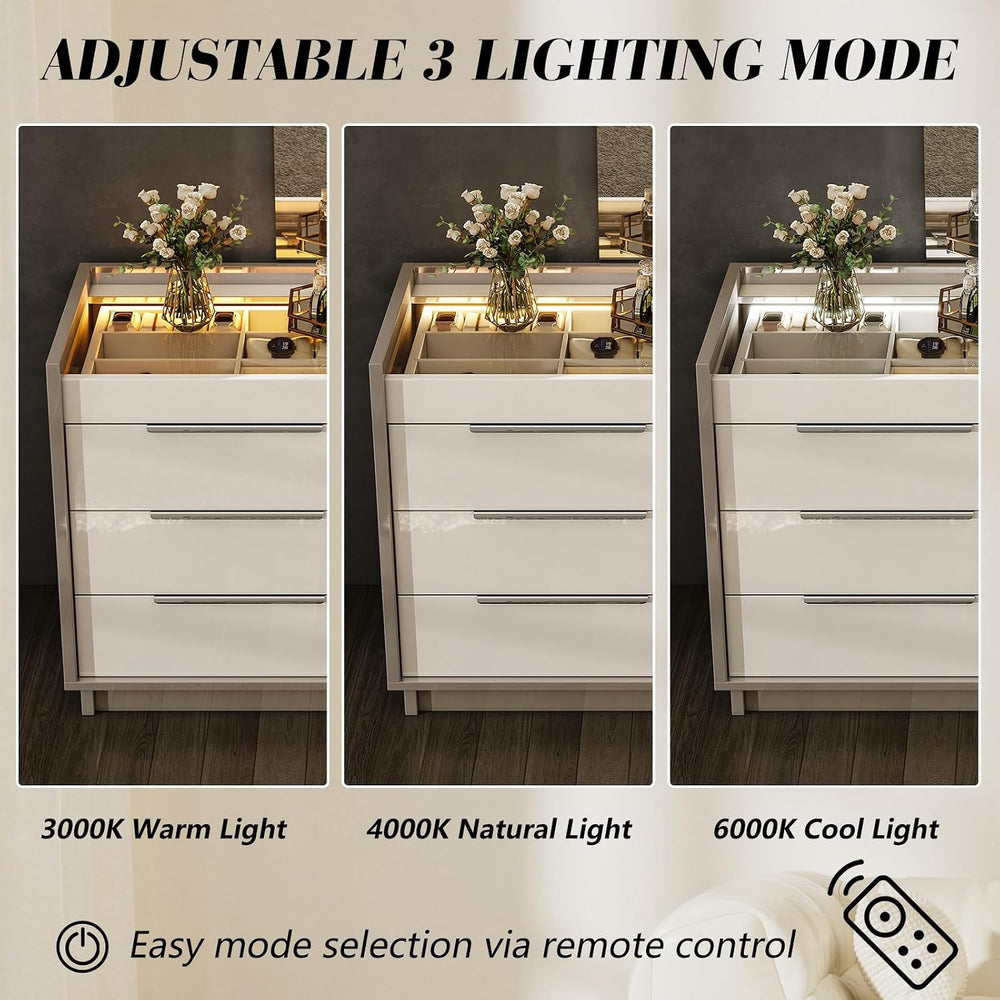 AMERLIFE 3-Piece Bedroom Set, 8 Drawer Dresser & Nightstands, Cream &...