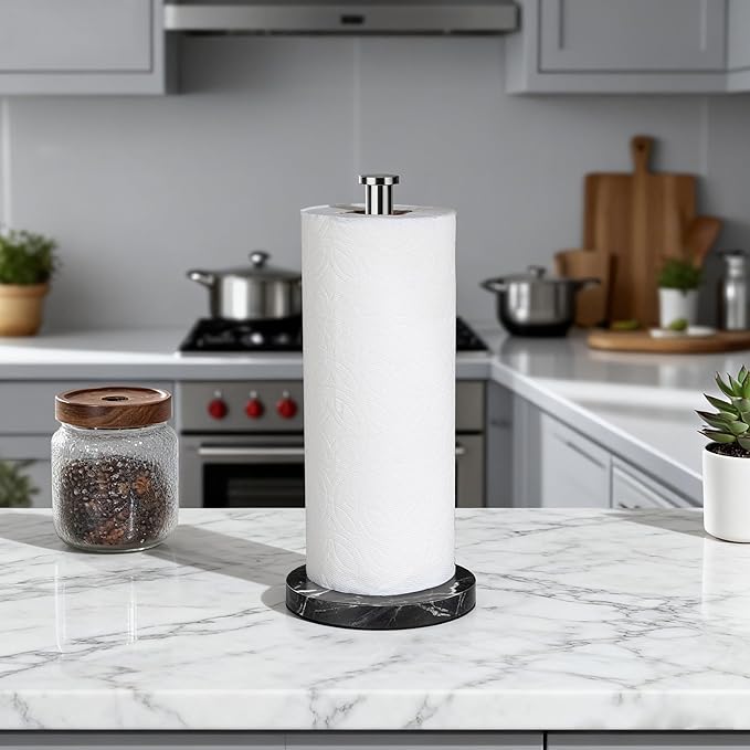 YIGII Heavy Marble Base Paper Towel Holder Countertop - Image 6