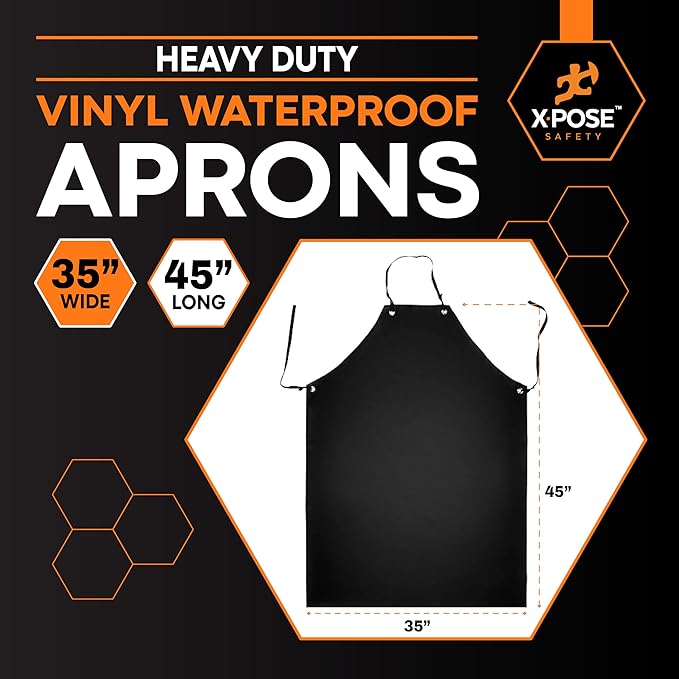 Xpose Safety Heavy Duty Vinyl Waterproof Aprons, Industrial and Commercial Use - Image 3