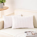 Pack of 2 Corduroy Decorative Throw Pillow Covers 12x20 Inch Soft Striped by Unknown