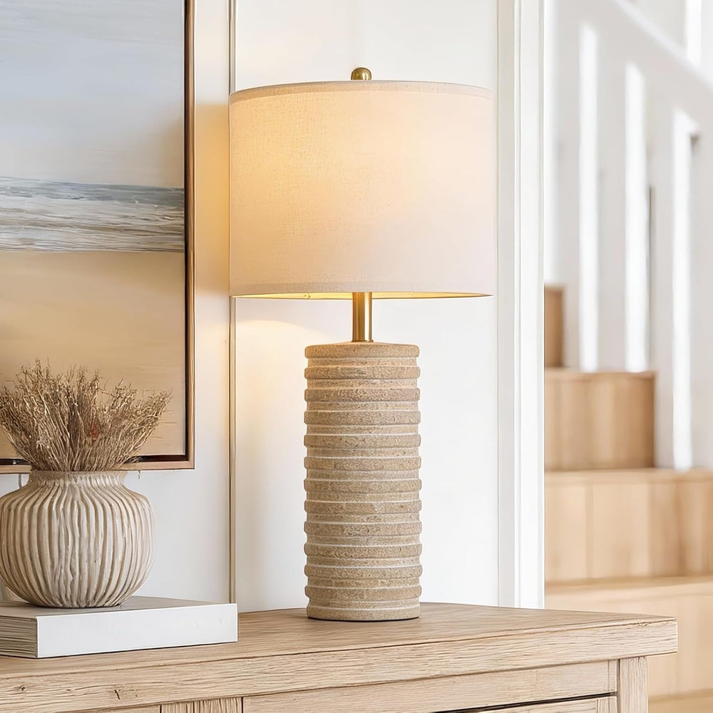 PoKat 27'' Farmhouse Table Lamps Set of 2 for Living Room, Stone-Like