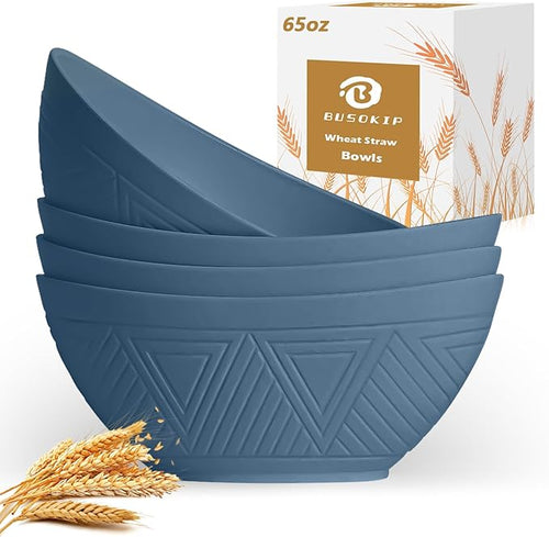 65 OZ Wheta Straw Bowls Set by BUSOKIP
